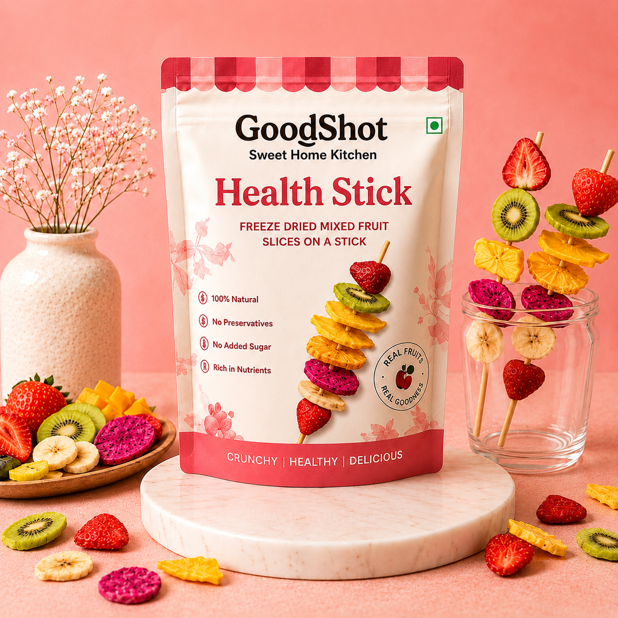 Health Stick – Freeze Dried Mixed Fruit Slices On a Stick
